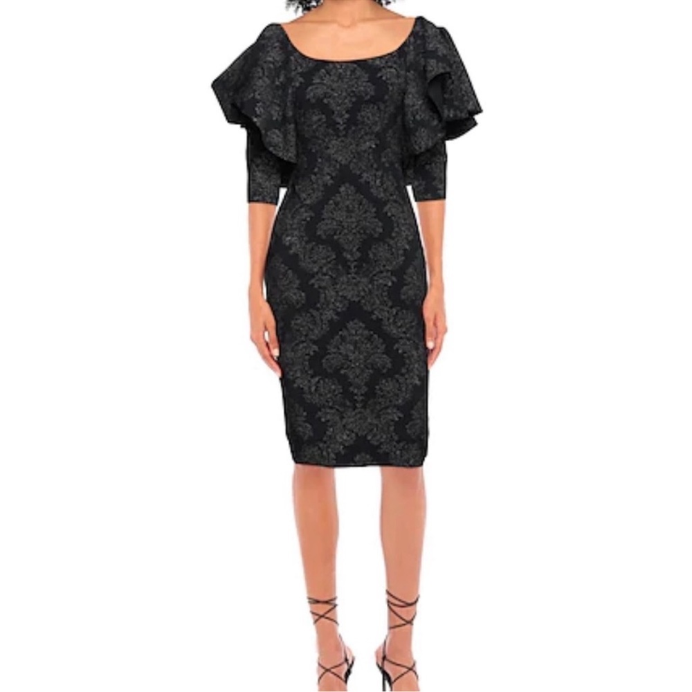 Chiara Boni Glitter Baisley Print black evening dress